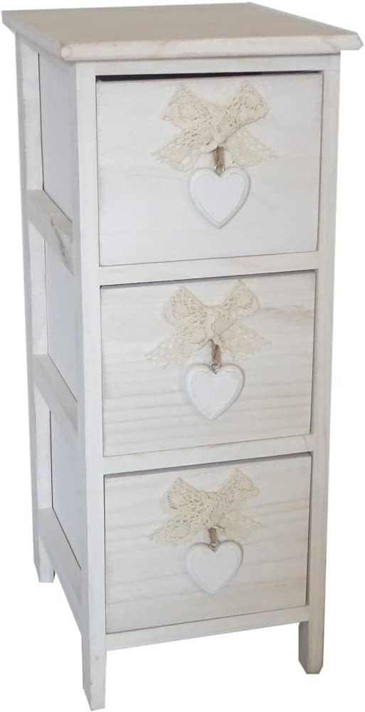 foto del prodotto c656118 cassettiera 3 cassetti con cuore colore white washed