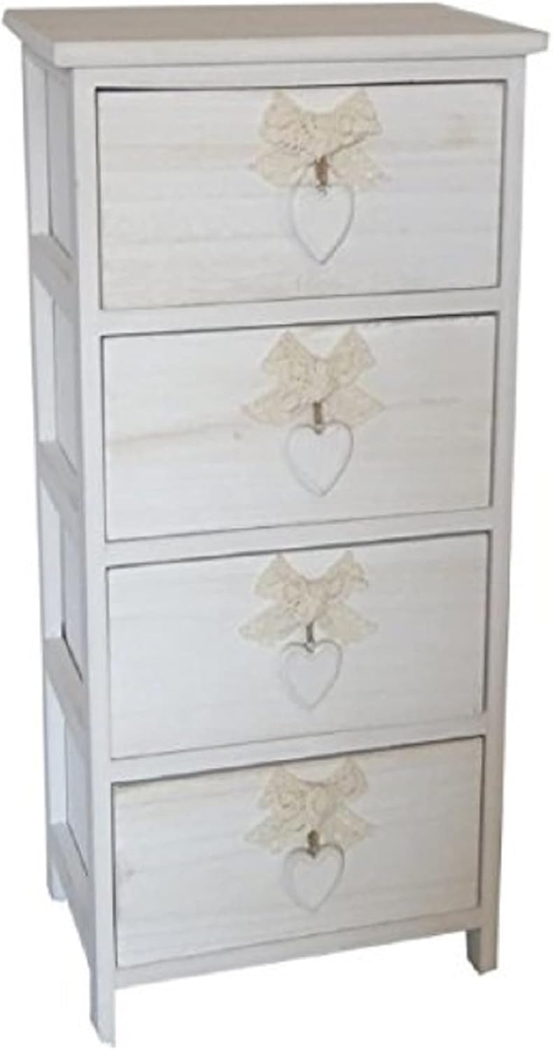 foto del prodotto c656119 cassettiera 4 cassetti con cuore colore white washed