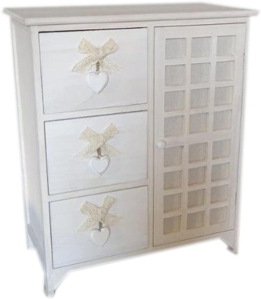 foto del prodotto c656121 cassettiera 3 cassetti con cuore anta colore white washed