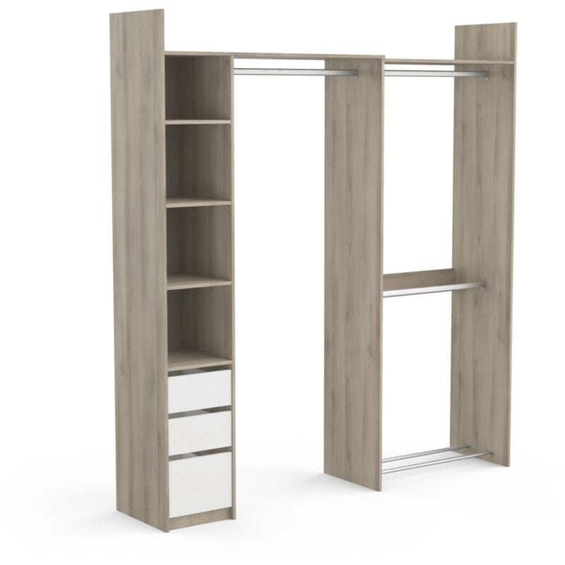 foto del prodotto cabina armadio angolare swing bianco e quercia, 199x43x218 cm