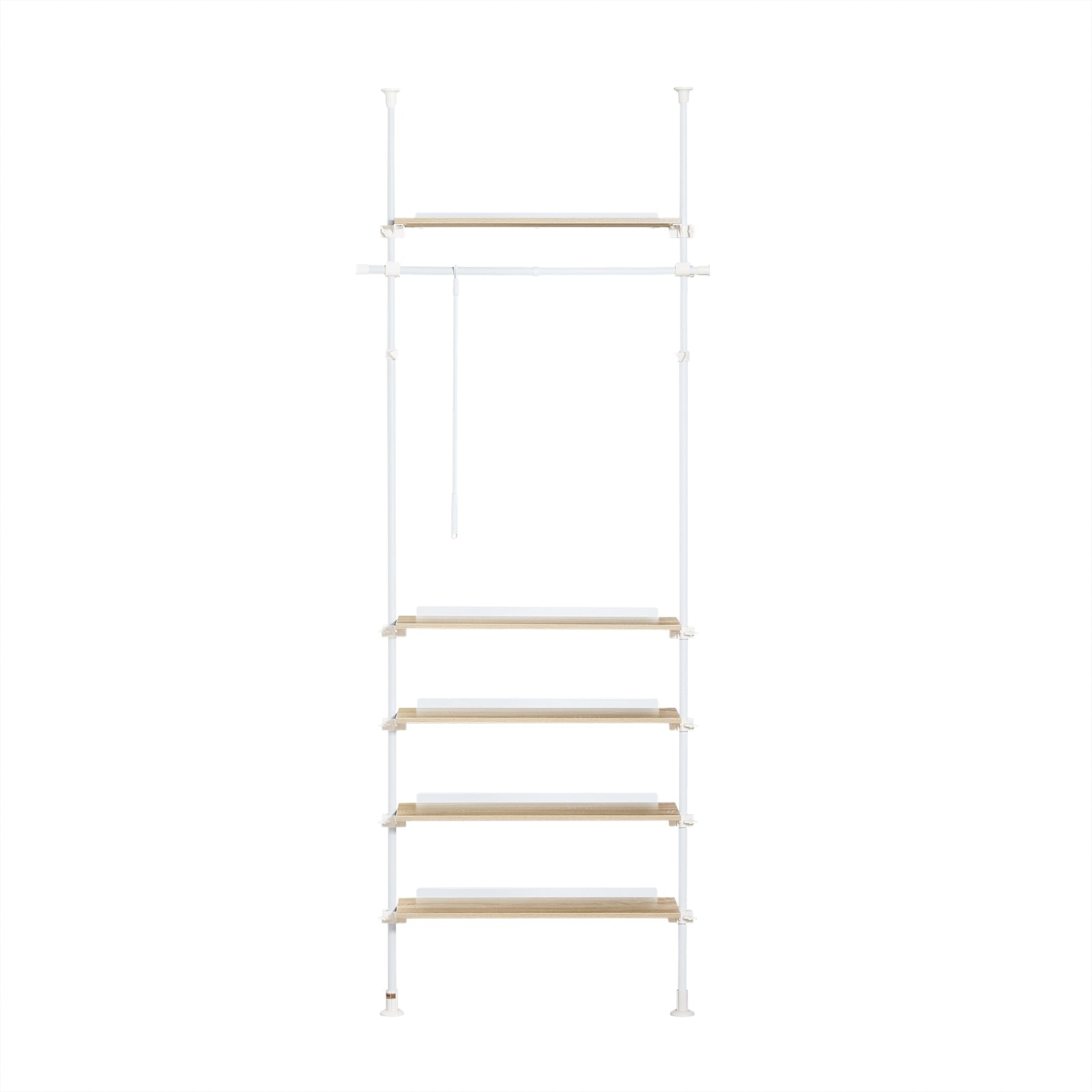foto del prodotto cabina armadio componibile da angolare organizzazione guardaroba con 1 asta appendiabiti e 5 ripiani l97xp24xa 193 262 cm bianco naturale kls15 wn