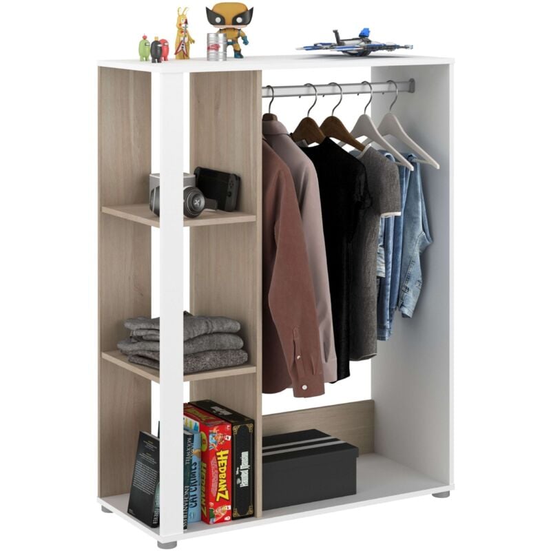 foto del prodotto cabina armadio modello boreal in bianco opaco e rovere giapponese 90x79 cm