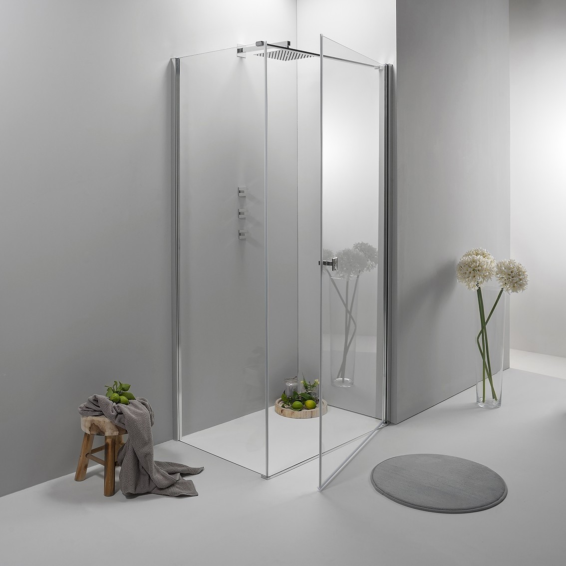 foto del prodotto cabina box doccia 70x100 cm porta battente con lato fisso trasparente