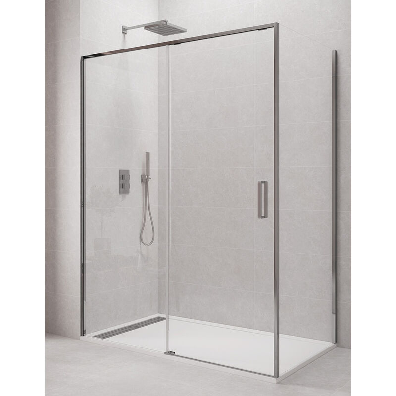 foto del prodotto cabina box doccia angolare allstone cetus 1 1 con lato fisso, senza profilo inferiore 175x80 cm profilo cromo