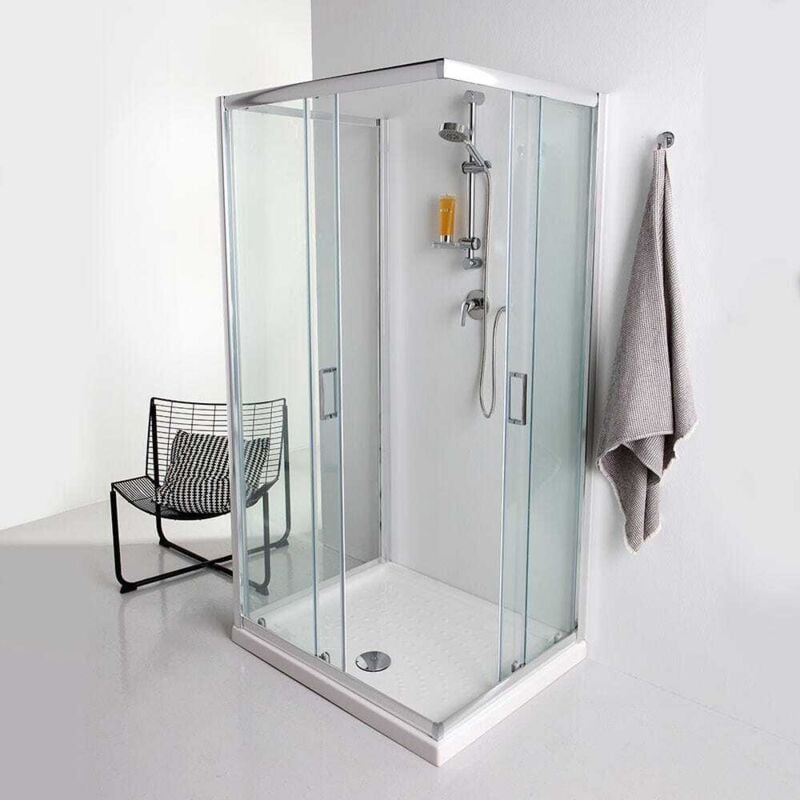 foto del prodotto cabina doccia 3 lati 80x120x80 in cristallo trasparente 6mm