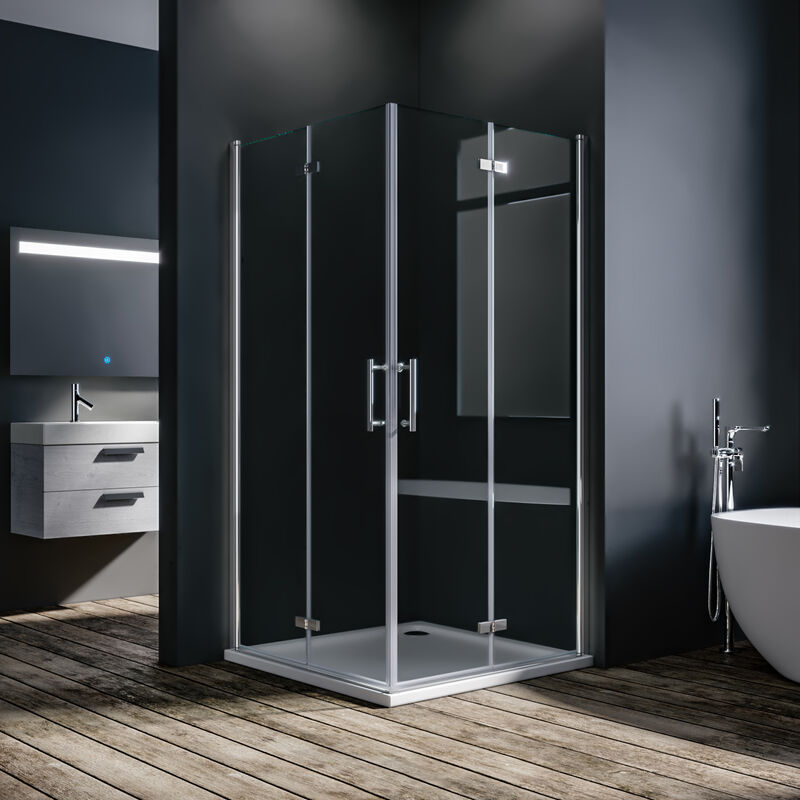 foto del prodotto cabina doccia 80x80 ingresso angolare doccia 180 porta pieghevole cabina doccia pieghevole 6mm nano vetro h 195cm sonni