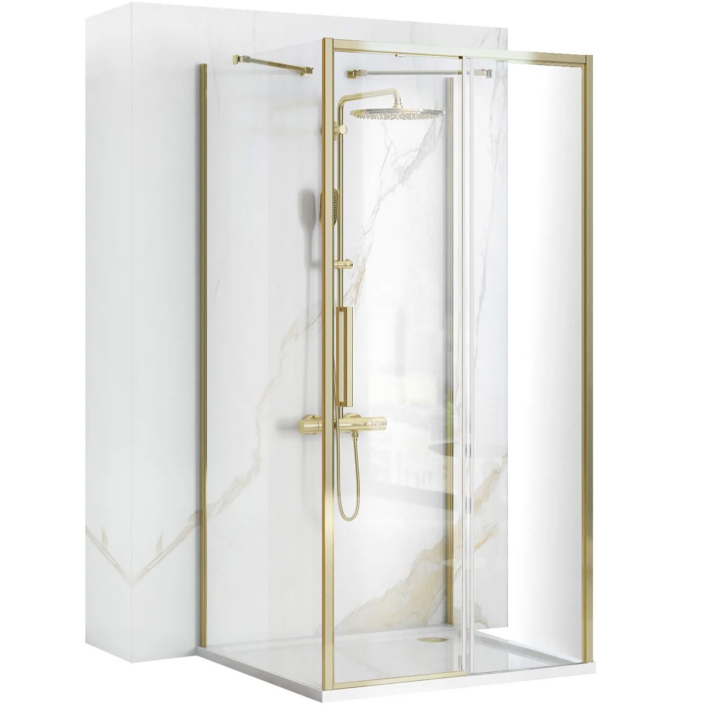foto del prodotto cabina doccia a parete rea rapid slide gold 100x80
