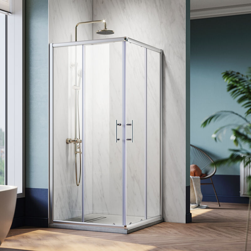 foto del prodotto cabina doccia angolo ingresso porta scorrevole angolo doccia esg vetro di sicurezza, funzione di rilascio rapido, protezione spruzzi d acqua