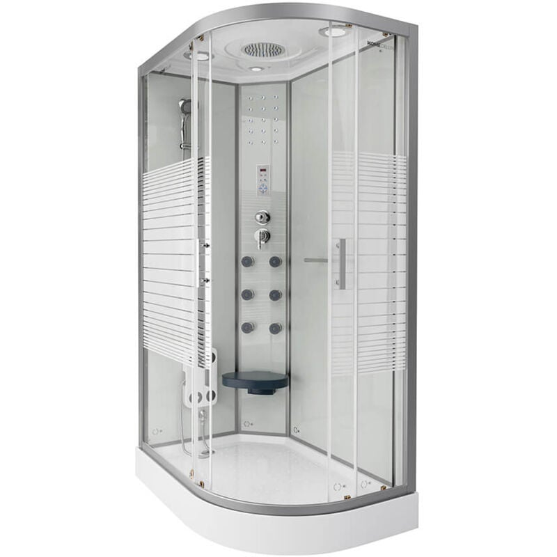 foto del prodotto cabina doccia con cascata e massaggio schiena white pearl colore bianco, dimensioni 120 x 80 cm destra home deluxe