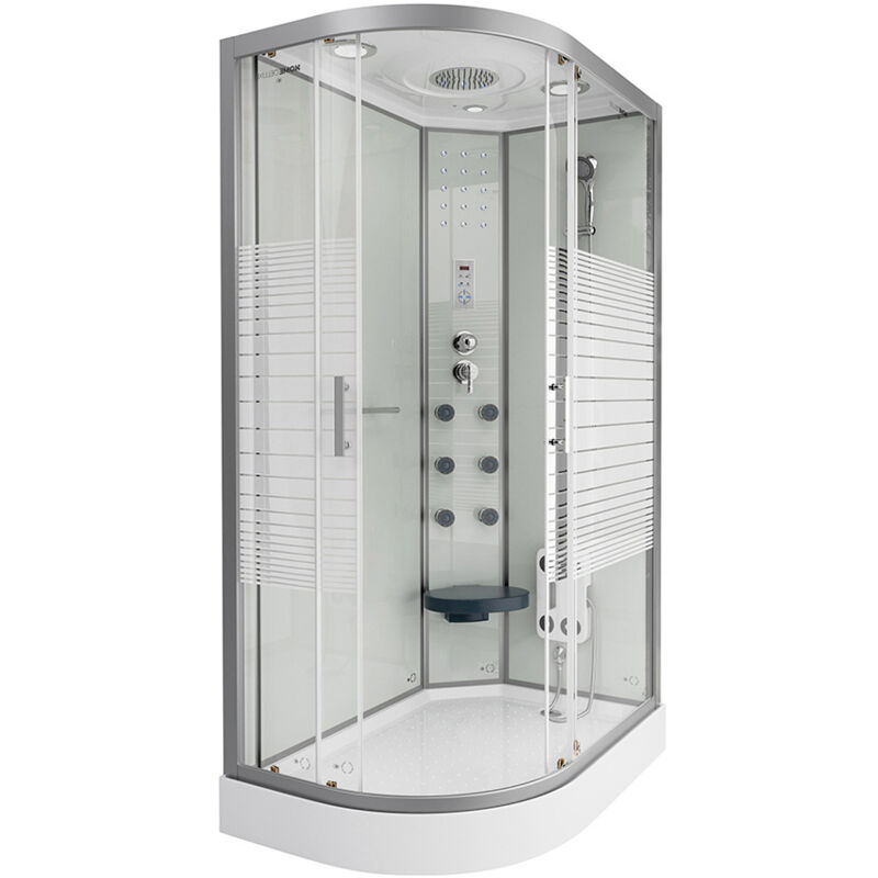 foto del prodotto cabina doccia con cascata e massaggio schiena white pearl colore bianco, dimensioni 120 x 80 cm sinistra home deluxe