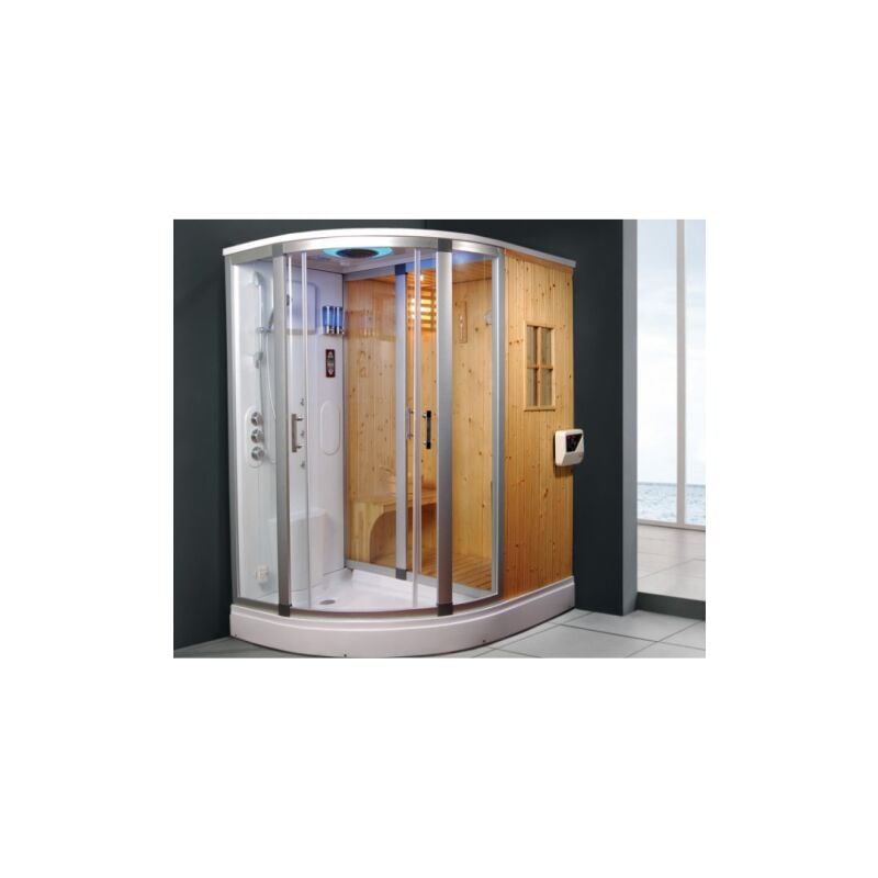 foto del prodotto cabina doccia idromassaggio e sauna finlandese bagno turco 170x130cm sicorage pretty
