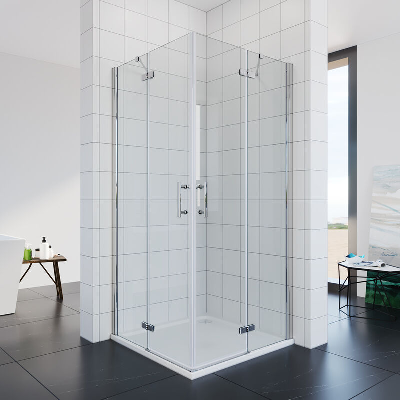 foto del prodotto cabina doccia ingresso angolare 80x90cm doccia porta a battente schermo doccia sonni