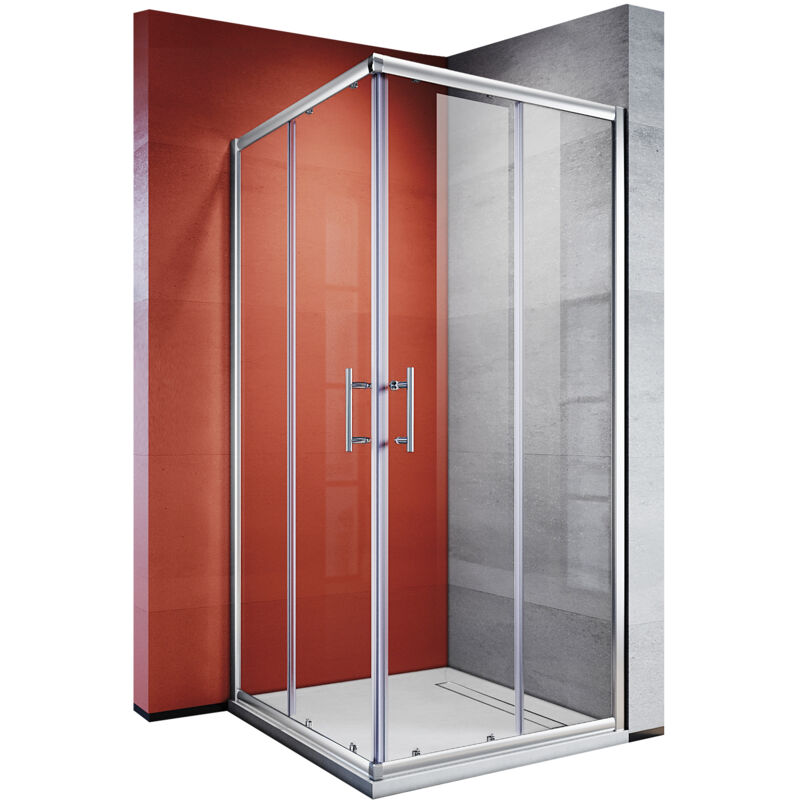 foto del prodotto cabina doccia ingresso angolo cabina doccia porta scorrevole vero vetro h 185cm 80x80cm sonni