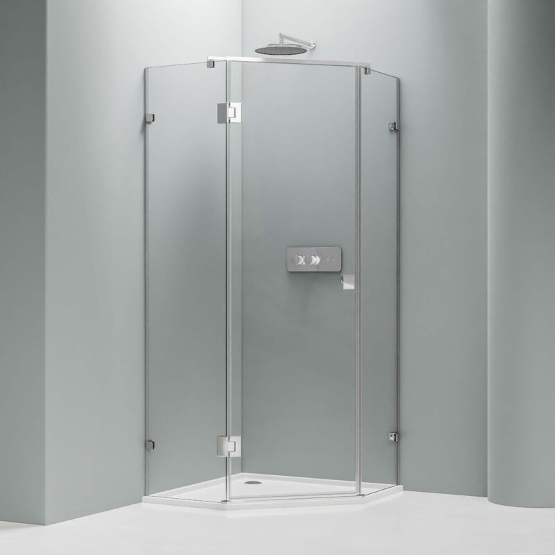 foto del prodotto cabina doccia pentagonale, in vetro con rivestimento nano, ex415 90 x 90 x 195cm