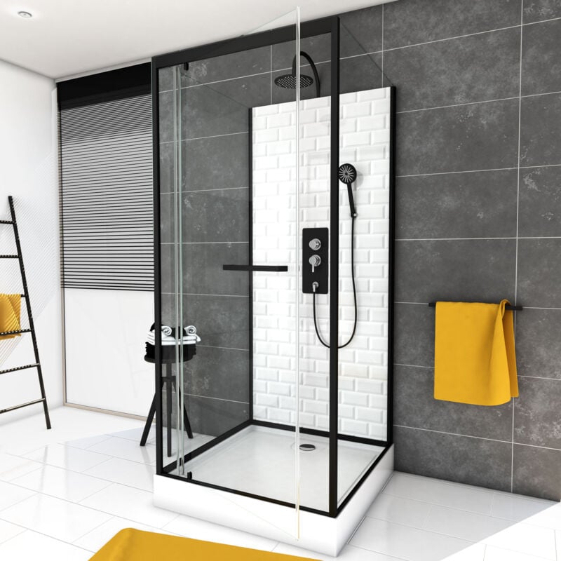foto del prodotto cabina doccia quadrata 90x90x230cm con motivo piastrelle metro underground square 90