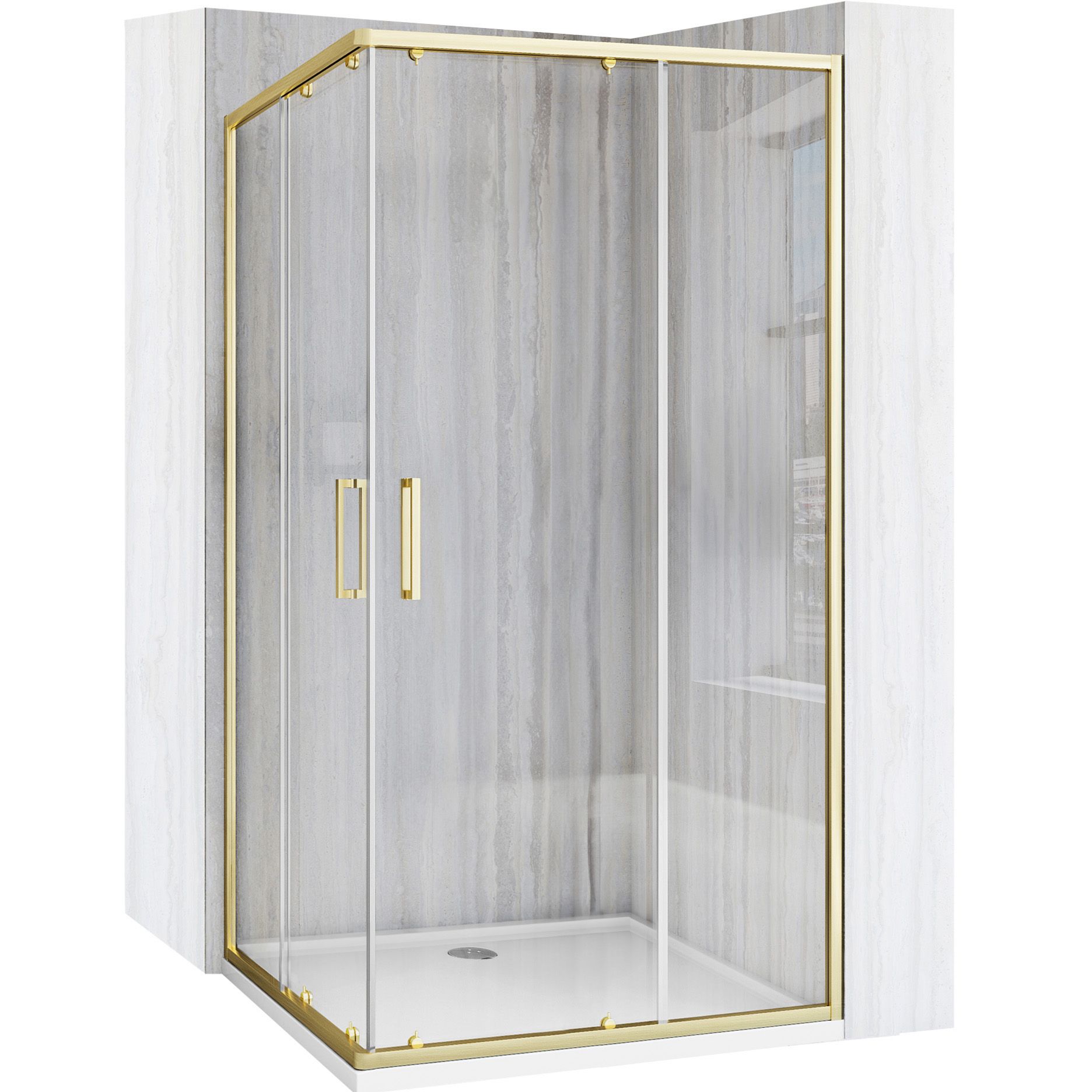 foto del prodotto cabina doccia rea city 80x100 brush gold senza piatto doccia