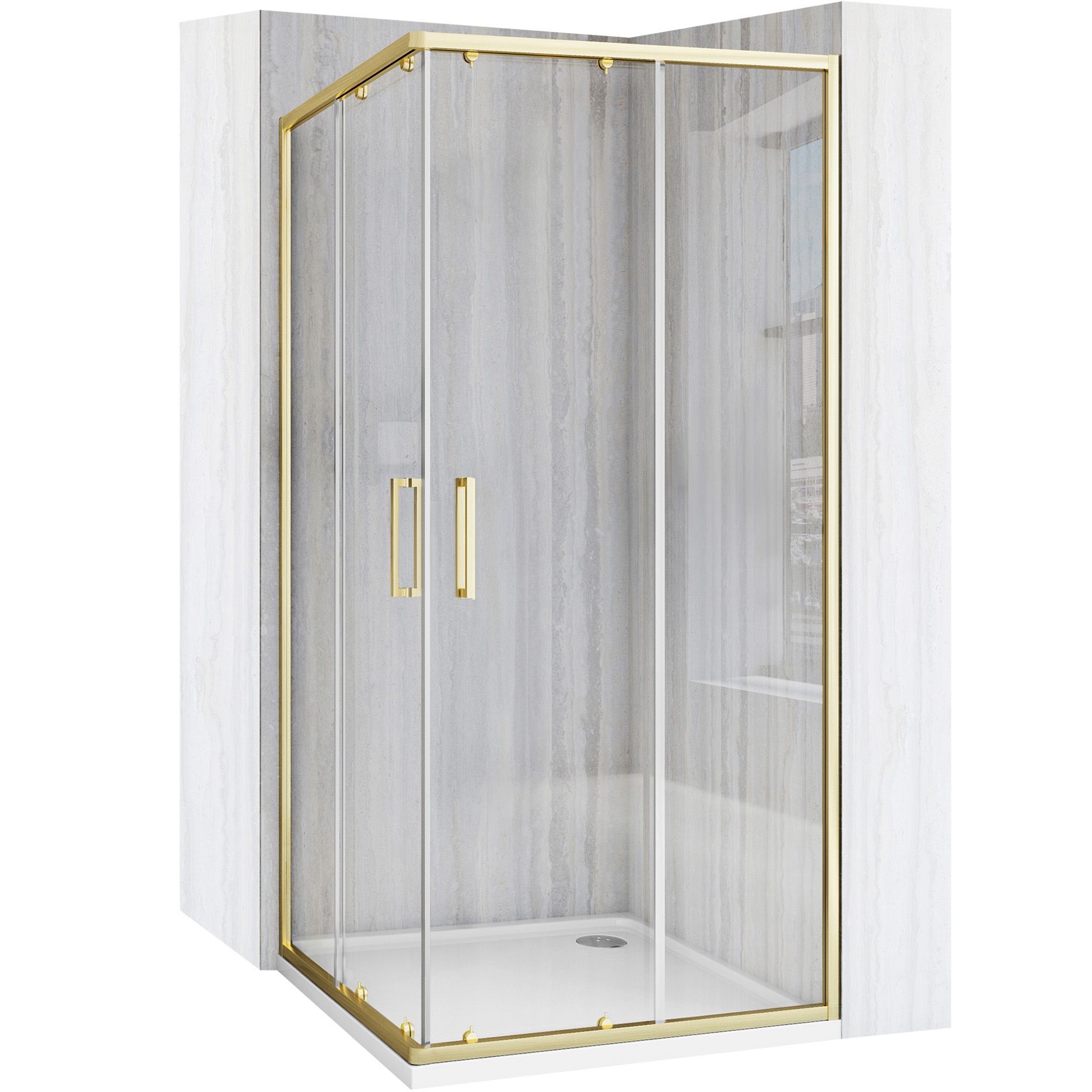 foto del prodotto cabina doccia rea city 90x90 gold senza piatto doccia