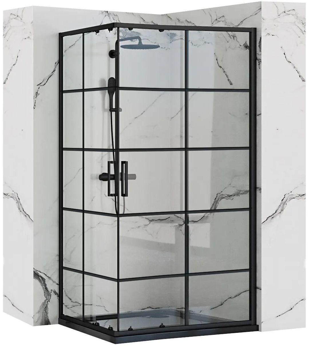 foto del prodotto cabina doccia rea concept black 80x100 con piatto doccia savoy