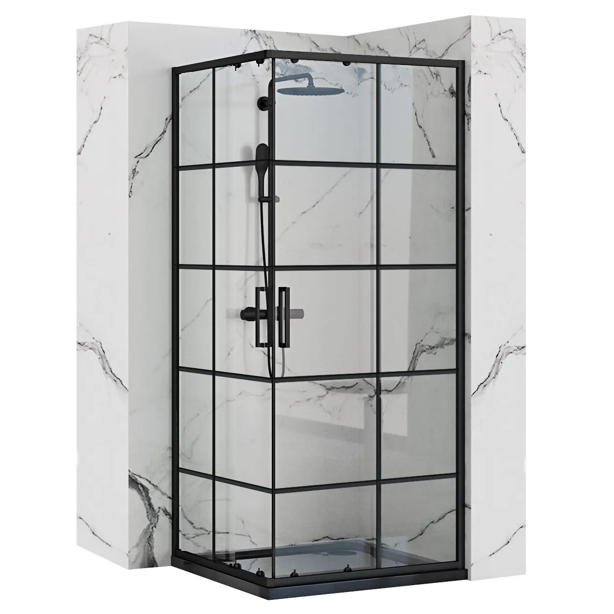 foto del prodotto cabina doccia rea concept black 90x90 con piatto doccia savoy