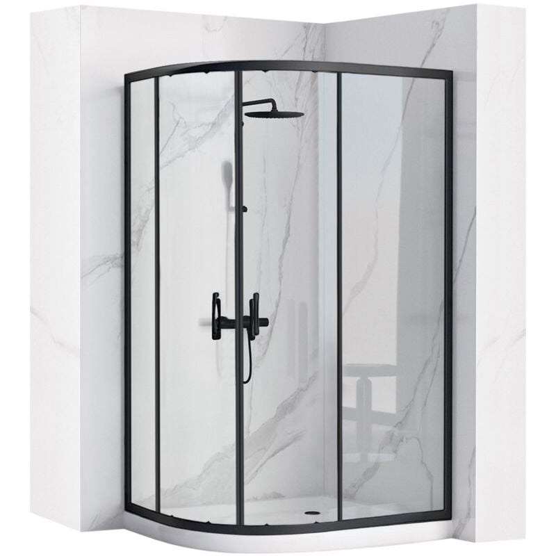 foto del prodotto cabina doccia rea look nero 80x100 piatto doccia look bianco destro