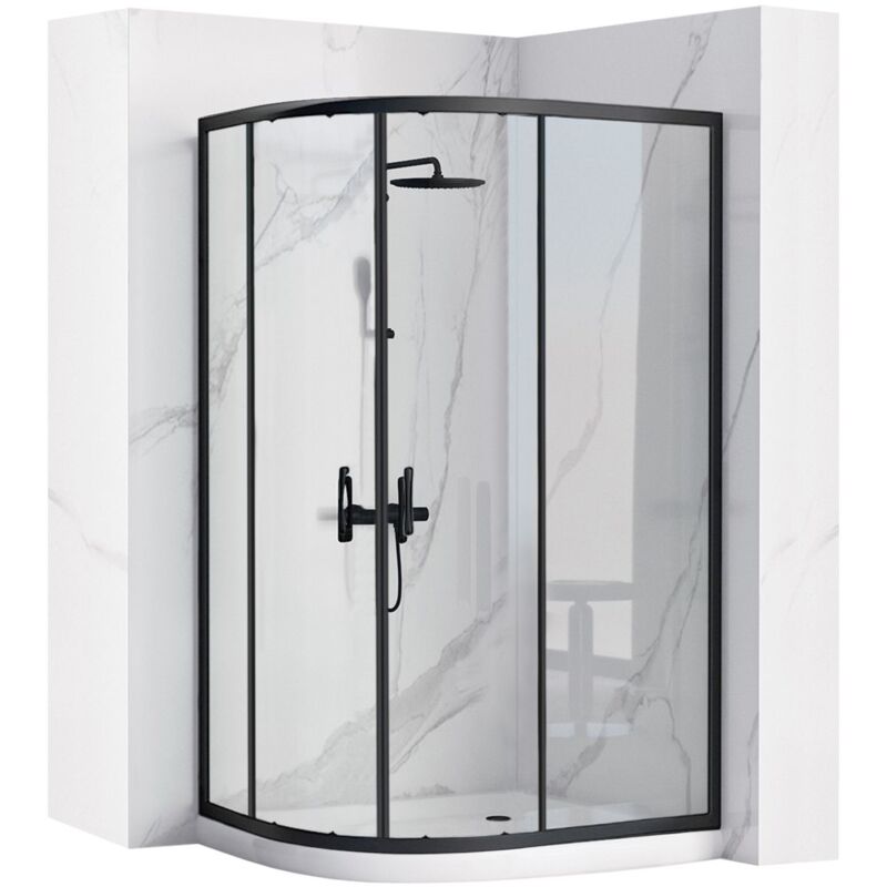 foto del prodotto cabina doccia rea look nero 80x100 piatto doccia look bianco sinistro