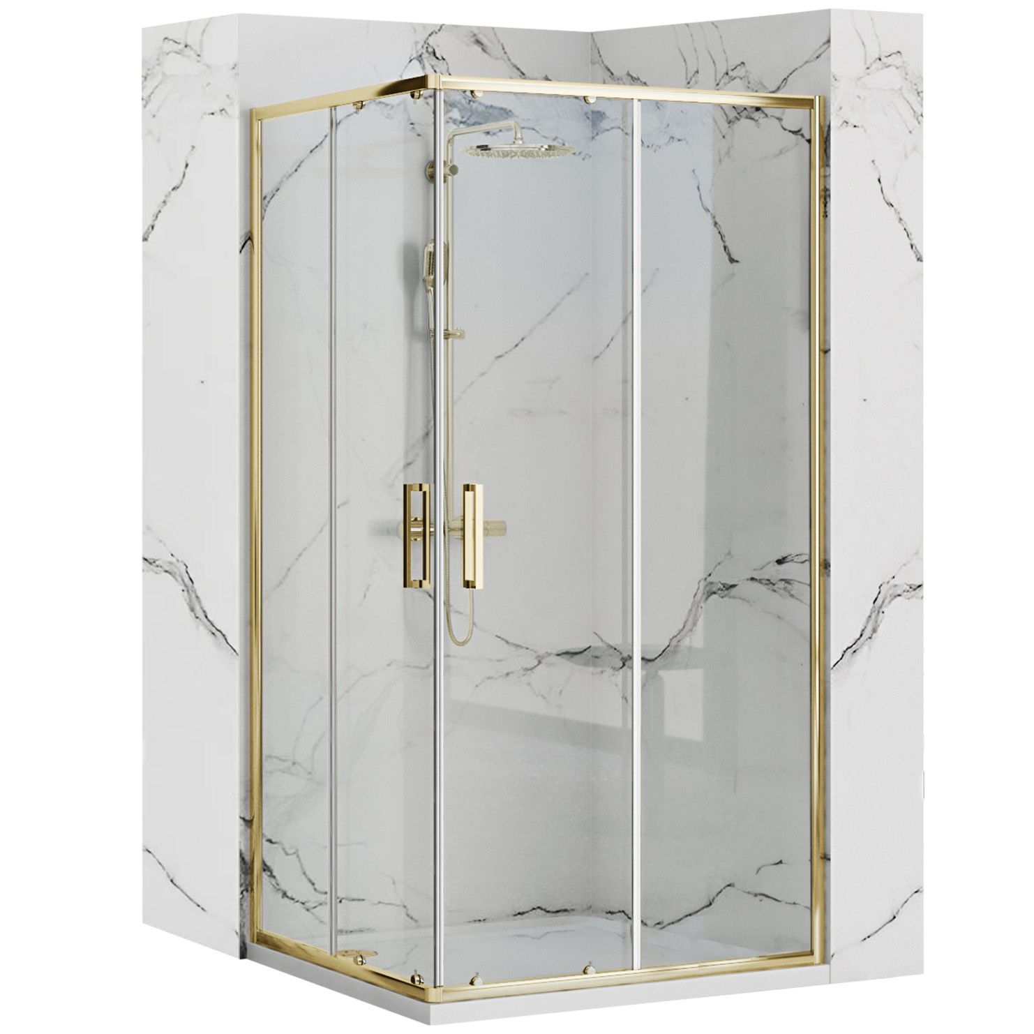 foto del prodotto cabina doccia rea punto 80x100 gold con piatto doccia savoy