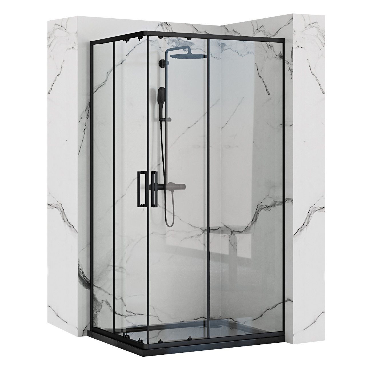 foto del prodotto cabina doccia rea punto black 80x100 con piatto doccia savoy
