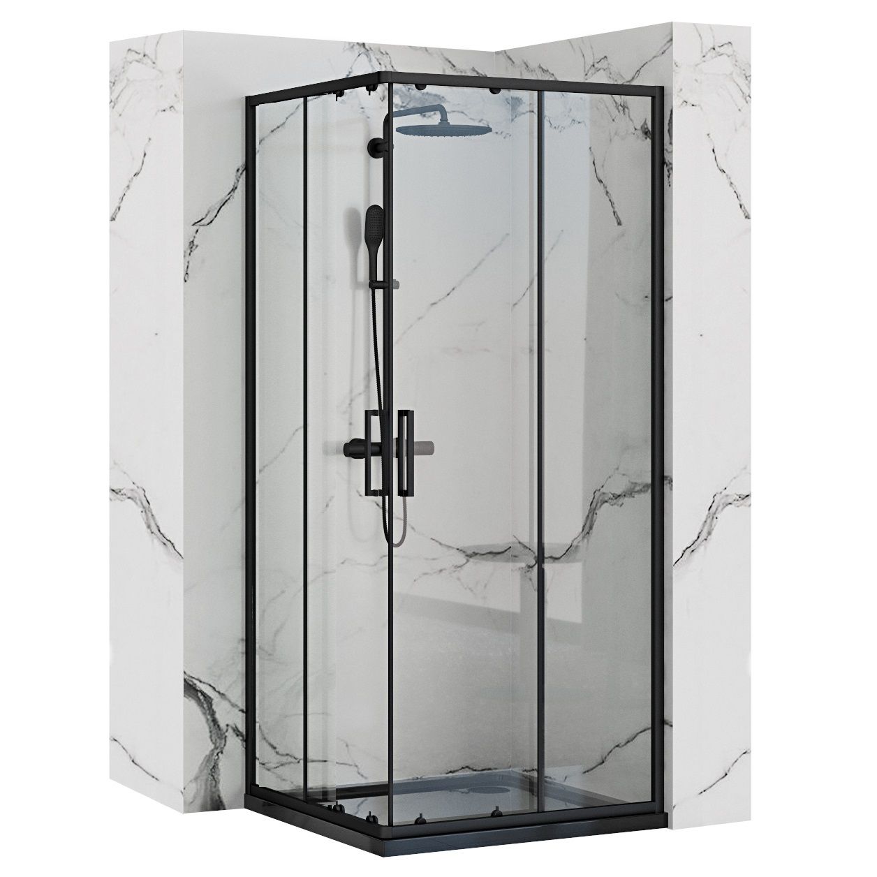 foto del prodotto cabina doccia rea punto black 80x80 senza piatto doccia