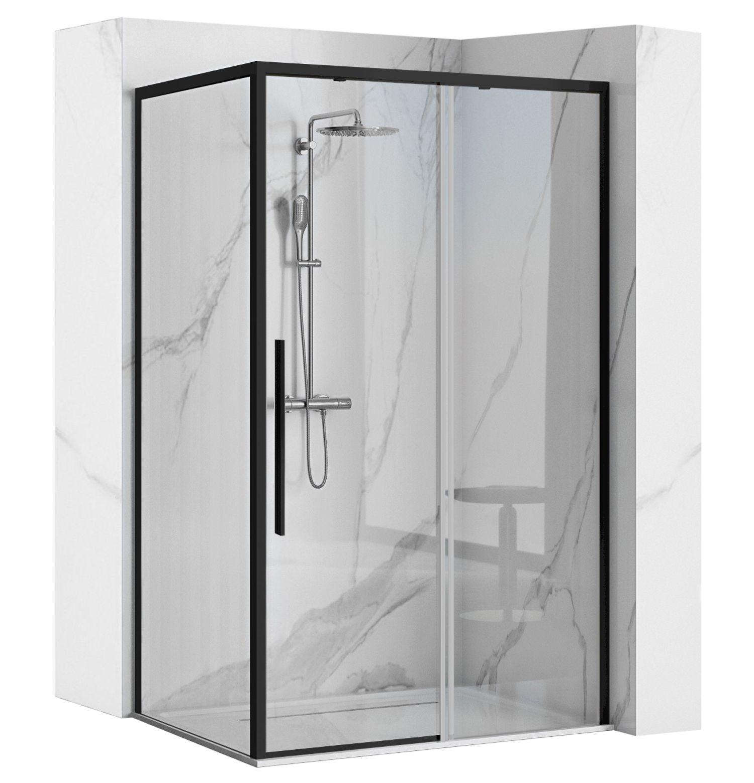 foto del prodotto cabina doccia solar black mat 100x80 senza piatto doccia