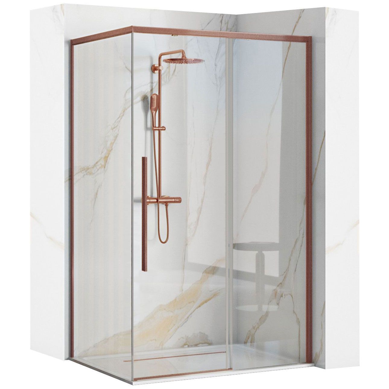 foto del prodotto cabina doccia solar copper brush 100x80 con piatto doccia savoy black