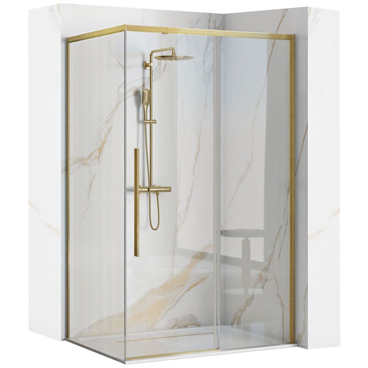 foto del prodotto cabina doccia solar gold brush 100x80 senza piatto doccia