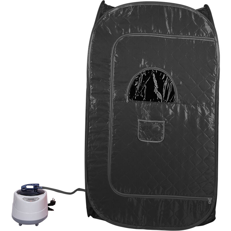 foto del prodotto cabina sauna a vapore sauna domestica in casa bagno di vapore portatile a casa mobile sauna spa 80 80 135 cm con piccola sedia pieghevole,nero