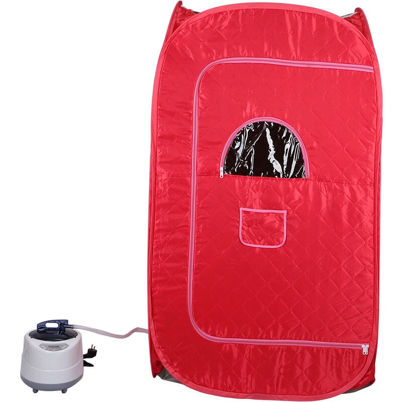 foto del prodotto cabina sauna a vapore sauna domestica in casa bagno di vapore portatile a casa mobile sauna spa 80 80 135 cm con piccola sedia pieghevole,rosso