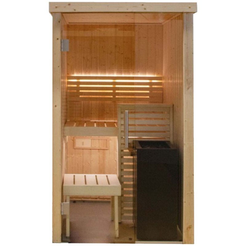foto del prodotto cabina sauna desineo 121 cm x 118 cm x 202 cm mini stufa sauna per 1 o 2 persone fornita