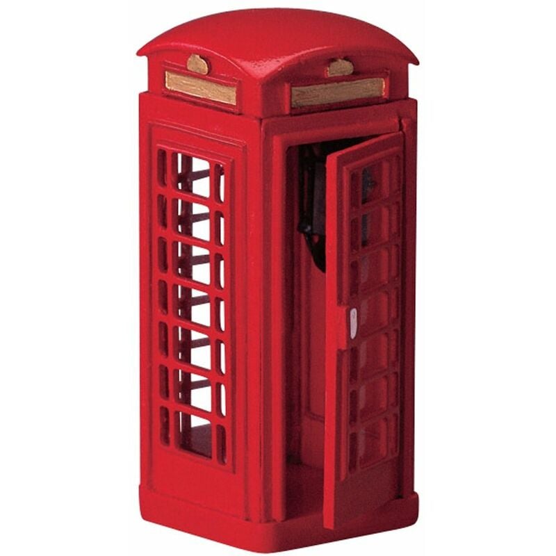 foto del prodotto cabina telefonica rossa accessori in metallo per villaggio di natale h 7,7 cm