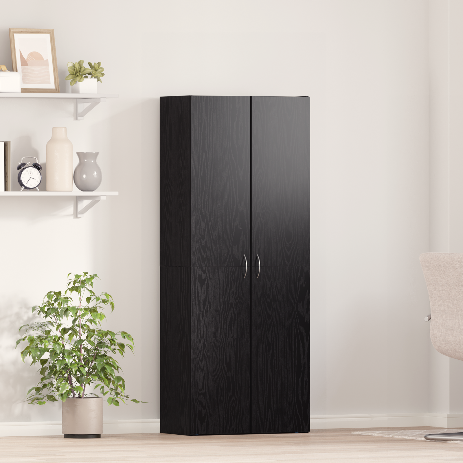 foto del prodotto cabinet per archiviazione set di 2 rovere nero legno ingegnerizzato