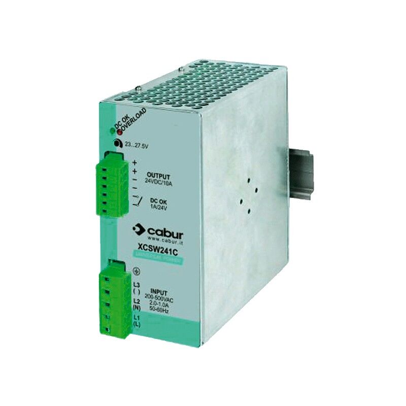 foto del prodotto cabur alimentatore switching 10a 24vdc 1 2 3 fasi xcsw241c