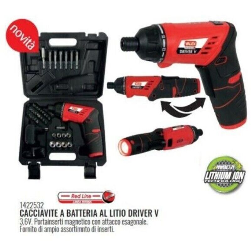 foto del prodotto cacciavite a batteria al litio driver v reversibile con torcia 3,6v valex 1422532