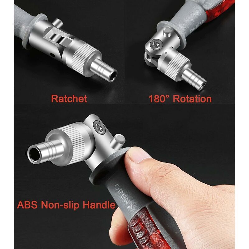 foto del prodotto cacciavite a cricchetto con multi bit magnetico, 10 in 1, piccolo mini cacciavite tascabile, adatto come equipaggiamento interno per casa e auto,