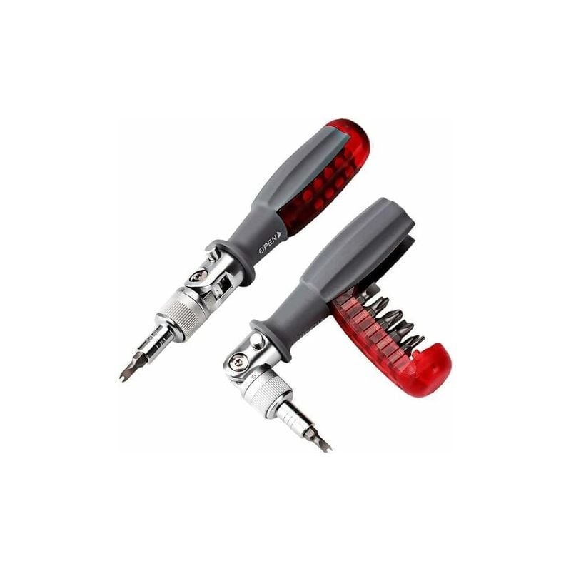 foto del prodotto cacciavite a cricchetto con punta magnetica multi bit, 10 in 1, piccolo mini cacciavite tascabile, adatto per accessori interni per casa e auto,