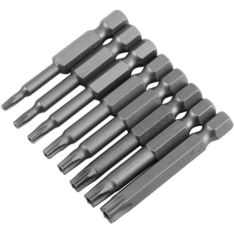 foto del prodotto cacciavite a stella magnetico akozon da 8 pezzi con punte torx t8 t40 e gambo esagonale da 1 4 di pollice, set di utensili manuali di sicurezza in