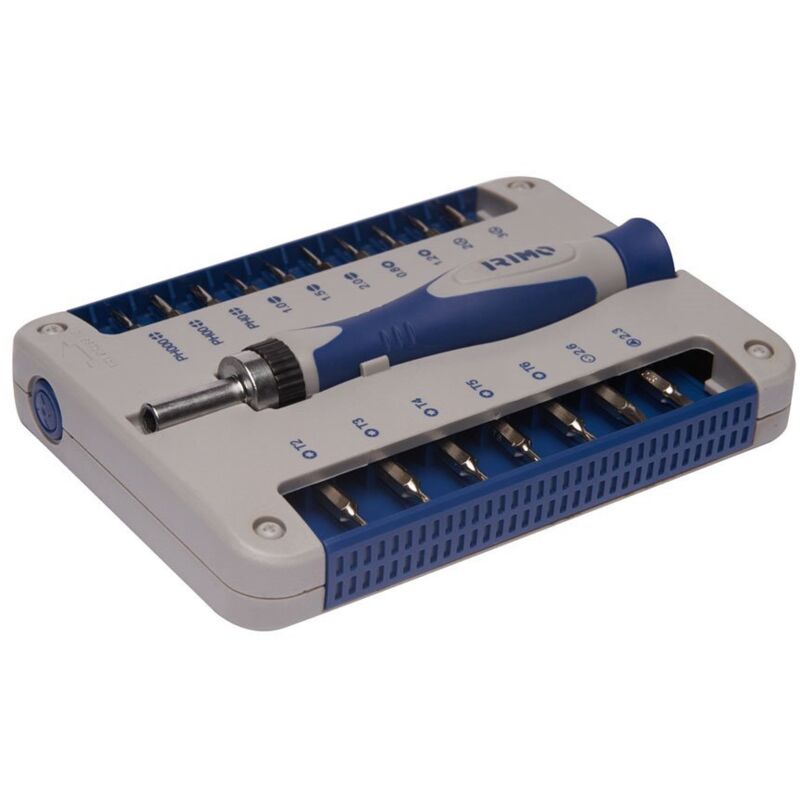 foto del prodotto cacciavite di precisione con portabit a cricchetto, 17 pezzi 471-18-1 irimo