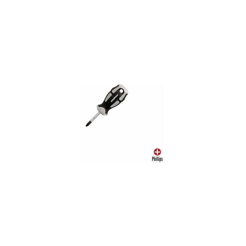 foto del prodotto cacciavite phillips in acciaio s2 manico in tpr bimateriale. misurazione ph 1 x 5,0 x 38 mm. din5262.