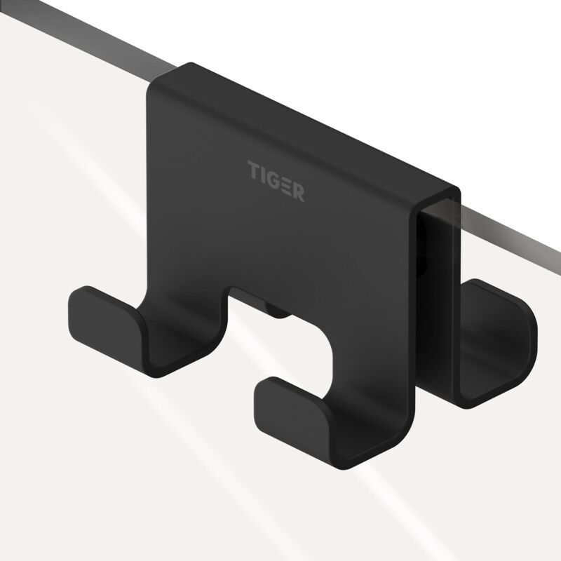 foto del prodotto caddy gancio portasciugamani per box doccia 6 8 mm doppio, 5,6 x 7 x 5 cm, nero tiger