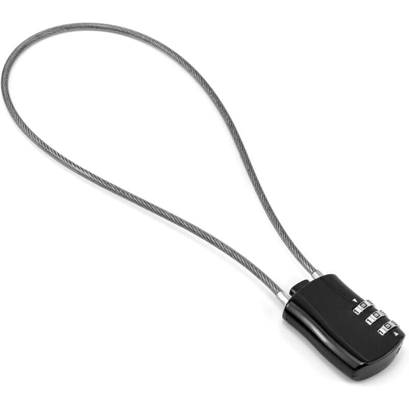 foto del prodotto cadenas c ble r tractable, cadenas combinaison num rique avec 41 cm c ble pour moto v lo snowboard skis valises, noir