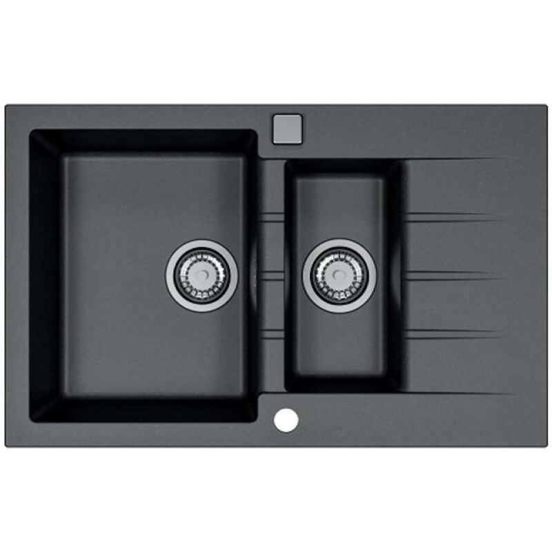 foto del prodotto cadit lavello in granito, 79x50 cm, con comando remoto dello scarico, carbon 1131361 alveus