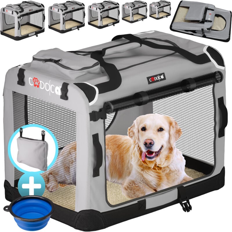 foto del prodotto cadoca box per il trasporto di cani gatti trasportino per animali per auto grigio diverse grandezze l - grey en