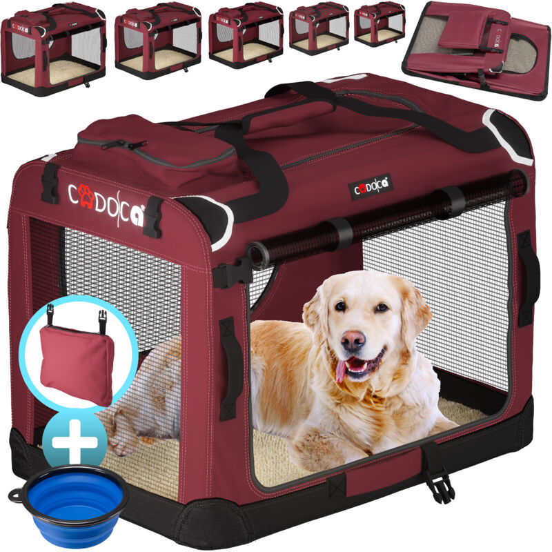 foto del prodotto cadoca box per il trasporto di cani gatti trasportino per animali per auto grigio diverse grandezze xxxl dark red en 