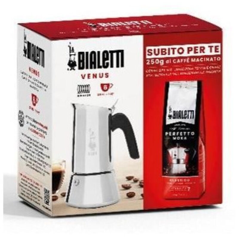 foto del prodotto cafetera italiana 1 caff perfetto moka classico bialetti venus 6 tazze 0,30 l confezione da 250 g argento