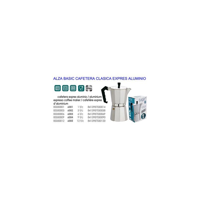 foto del prodotto caffettiera alza classic in alluminio per 9 tazze